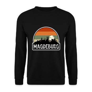 Magdeburg Germany Flag Skyline Travel Souvenir - Unisex Sweatshirt - black - Front - Alina (178cm) & Michal (187cm)