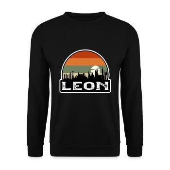 Leon Mexico Flag Skyline Travel Souvenir - Unisex Sweatshirt - black - Front - Alina (178cm) & Michal (187cm)