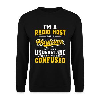 Radio Announcement - Unisex Sweatshirt - black - Front - Alina (178cm) & Michal (187cm)