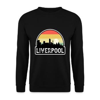 Liverpool England Flag Skyline Travel Souvenir - Unisex Sweatshirt - black - Front - Alina (178cm) & Michal (187cm)
