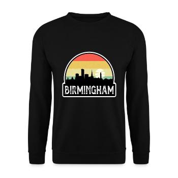 Birmingham England Flag Skyline Travel Souvenir - Unisex Sweatshirt - black - Front - Alina (178cm) & Michal (187cm)