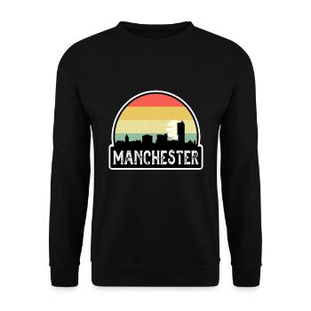Manchester England Flag Skyline Travel Souvenir - Unisex Sweatshirt - black - Front - Alina (178cm) & Michal (187cm)