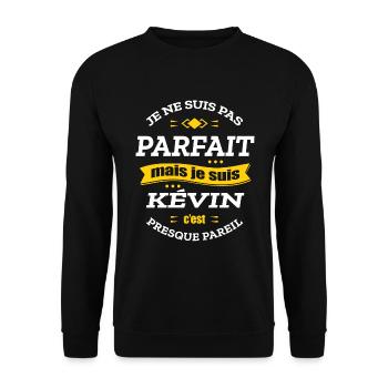 KÉVIN PARFAIT - PRENOM KÉVIN - Sweat-shirt Unisexe - noir - Devant - Alina (178cm) & Michal (187cm)