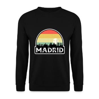 Madrid Espagne Flag Skyline Souvenir de voyage - Sweat-shirt Unisexe - noir - Devant - Alina (178cm) & Michal (187cm)