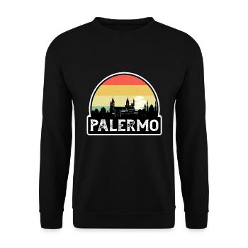 Palermo Italy Flag Skyline Travel Souvenir - Unisex Sweatshirt - black - Front - Alina (178cm) & Michal (187cm)