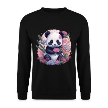 Fleurs de panda - Sweat-shirt Unisexe - noir - Devant - Alina (178cm) & Michal (187cm)
