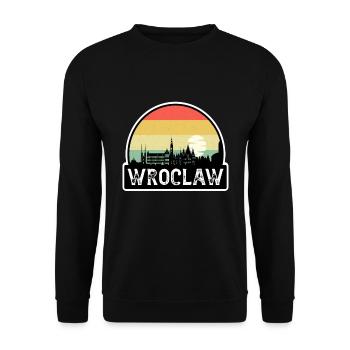 Breslau Polen Flagge Skyline Reisesouvenir - Unisex Pullover - Schwarz - Vorne - Alina (178cm) & Michal (187cm)