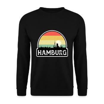 Hamburg Deutschland Flagge Skyline Reisesouvenir - Unisex Pullover - Schwarz - Vorne - Alina (178cm) & Michal (187cm)
