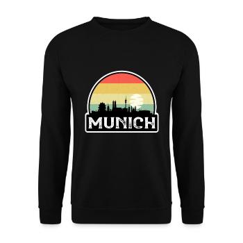 Munich Germany Flag Skyline Travel Souvenir - Unisex Sweatshirt - black - Front - Alina (178cm) & Michal (187cm)