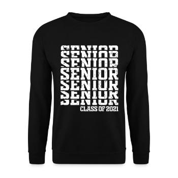 Classe de 2021 Senior Repeat Pattern Vintage - Sweat-shirt Unisexe - noir - Devant - Alina (178cm) & Michal (187cm)