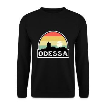 Odessa Ukraine Flag Skyline Travel Souvenir - Unisex Sweatshirt - black - Front - Alina (178cm) & Michal (187cm)
