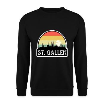 St. Gallen Switzerland Flag Skyline Travel Souveni - Unisex Sweatshirt - black - Front - Alina (178cm) & Michal (187cm)