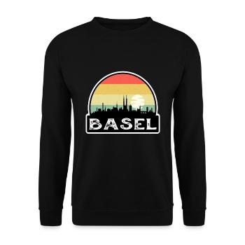 Basel Schweiz Flagge Skyline Reisesouvenir - Unisex Pullover - Schwarz - Vorne - Alina (178cm) & Michal (187cm)