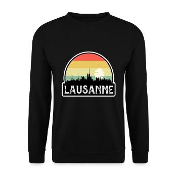 Lausanne Suisse Flag Skyline Souvenir de voyage - Sweat-shirt Unisexe - noir - Devant - Alina (178cm) & Michal (187cm)