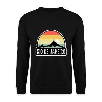 Rio De Janeiro Brasilien-Flagge Skyline Reise-Souvenir - Unisex Pullover - Schwarz - Vorne - Alina (178cm) & Michal (187cm)