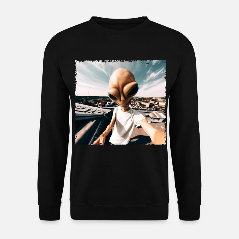 Alien Rooftop Selfie - Unisex Pullover - Schwarz