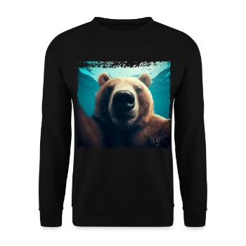 Selfie d’ours dans le royaume sous-marin - Sweat-shirt Unisexe - noir - Devant - Alina (178cm) & Michal (187cm)