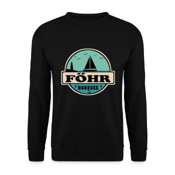 Nordsee Segelboot Leuchtturm Föhr - Unisex Pullover - Schwarz - Vorne - Alina (178cm) & Michal (187cm)