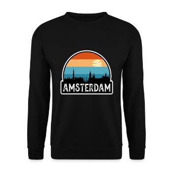 Amsterdam Niederlande Flagge Skyline Reisesouvenir - Unisex Pullover - Schwarz - Vorne - Alina (178cm) & Michal (187cm)