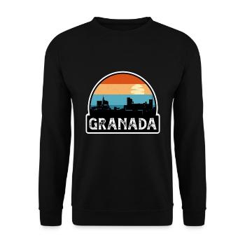 Grenade Espagne Flag Skyline Voyage Souvenir - Sweat-shirt Unisexe - noir - Devant - Alina (178cm) & Michal (187cm)