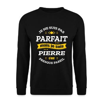 PIERRE PARFAIT - PRENOM PIERRE - Sweat-shirt Unisexe - noir - Devant - Alina (178cm) & Michal (187cm)