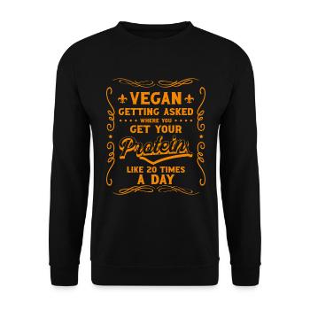 Vegan Tierschutz Essen Bio - Unisex Pullover - Schwarz - Vorne - Alina (178cm) & Michal (187cm)