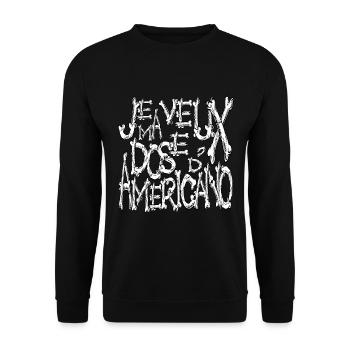 Je veux ma dose d'americano style écriture horreur - Sweat-shirt Unisexe - noir - Devant - Alina (178cm) & Michal (187cm)