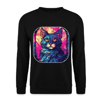 Coloré Manx Cat Race Aquarelle Peinture sur Verre - Sweat-shirt Unisexe - noir - Devant - Alina (178cm) & Michal (187cm)