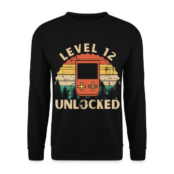 Level 12 Unlocked - Unisex Sweatshirt - black - Front - Alina (178cm) & Michal (187cm)