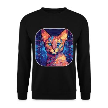 Ocicat coloré Race de chat Aquarelle Peinture - Sweat-shirt Unisexe - noir - Devant - Alina (178cm) & Michal (187cm)