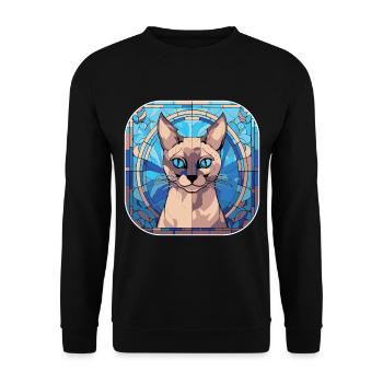 Peinture à l’aquarelle colorée de race de chat siamois - Sweat-shirt Unisexe - noir - Devant - Alina (178cm) & Michal (187cm)