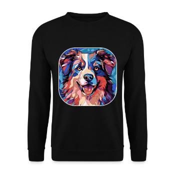 Aquarelle colorée de race de chien de berger australien - Sweat-shirt Unisexe - noir - Devant - Alina (178cm) & Michal (187cm)