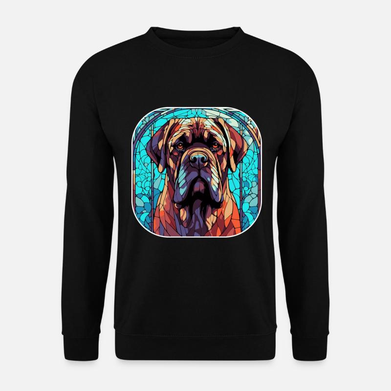 Bunte englische Mastiff Hunderasse Aquarell Glas - Unisex Pullover - Schwarz