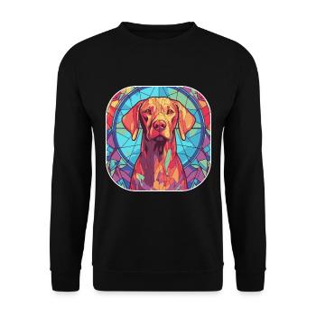 Coloré Vizsla Dog Breed Aquarelle Glass Paintin - Sweat-shirt Unisexe - noir - Devant - Alina (178cm) & Michal (187cm)