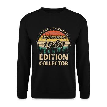 43 ans Septembre 1980 édition collector - Sweat-shirt Unisexe - noir - Devant - Alina (178cm) & Michal (187cm)