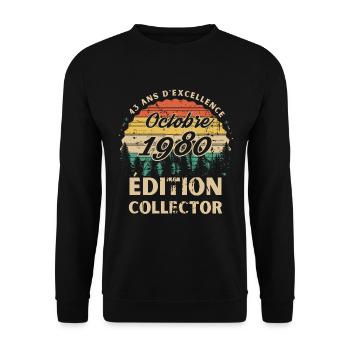 43 ans D'excellence Octobre 1980 édition collector - Sweat-shirt Unisexe - noir - Devant - Alina (178cm) & Michal (187cm)