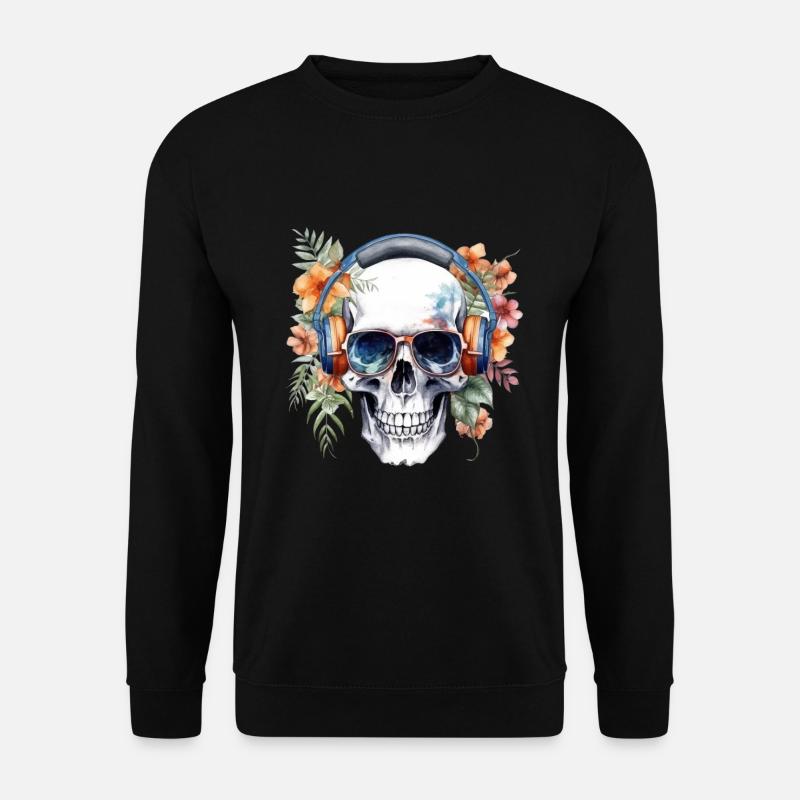 Skull with headphones 2 - Unisex Pullover - Schwarz