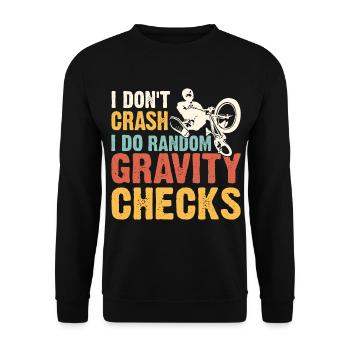 I Don t Crush I Do Random Gravity Checks - Unisex Pullover - Schwarz - Vorne - Alina (178cm) & Michal (187cm)