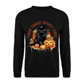Halloween Pumpkin Horror - Unisex Sweatshirt - black - Front - Alina (178cm) & Michal (187cm)