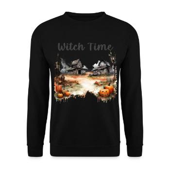Halloween Pumpkin Horror - Unisex Sweatshirt - black - Front - Alina (178cm) & Michal (187cm)