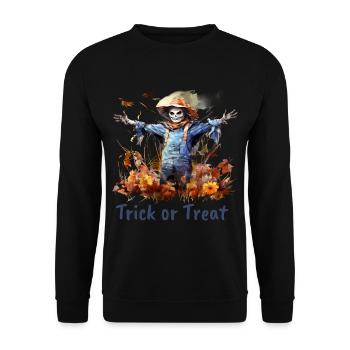 Halloween Kürbis Horror - Unisex Pullover - Schwarz - Vorne - Alina (178cm) & Michal (187cm)