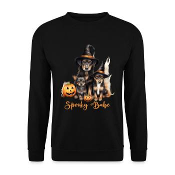 Halloween Pumpkin Horror - Unisex Sweatshirt - black - Front - Alina (178cm) & Michal (187cm)