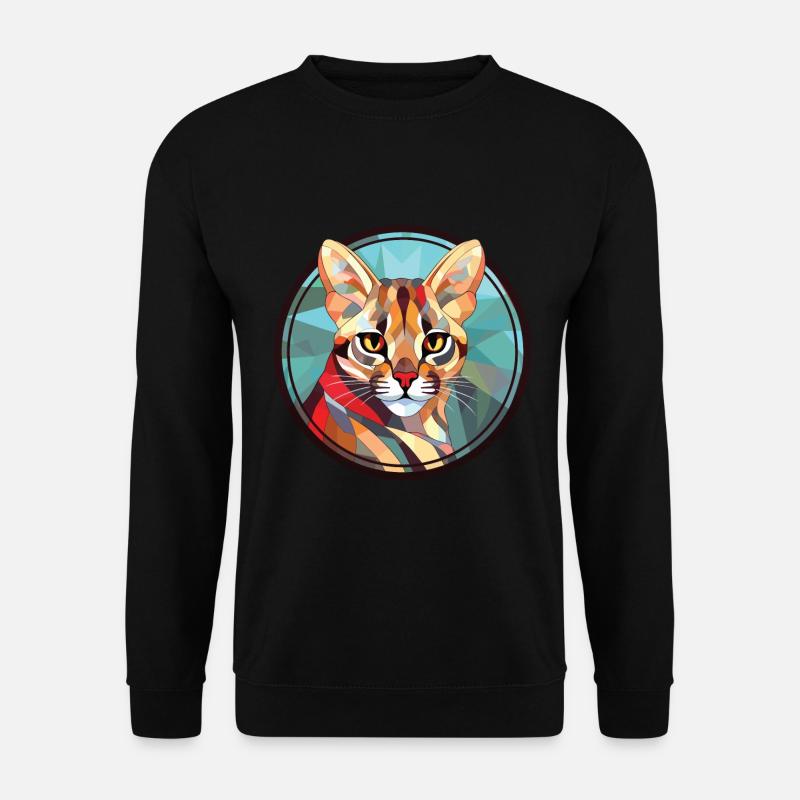 Ozelot-Katze Bunte Aquarell-Tierillustration - Unisex Pullover - Schwarz