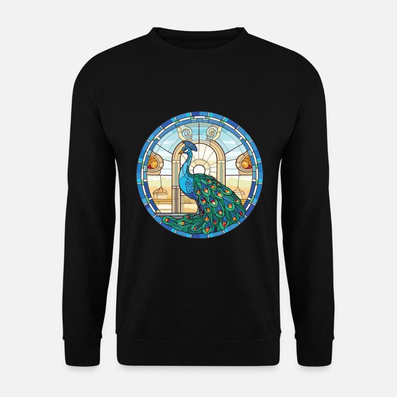 Pfauenbunte Aquarell-Tierillustration - Unisex Pullover - Schwarz