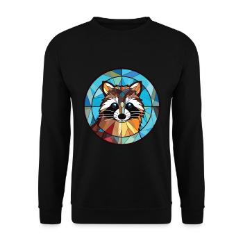 Racoon Colorful Aquarelle Animal Animal Illustration - Sweat-shirt Unisexe - noir - Devant - Alina (178cm) & Michal (187cm)