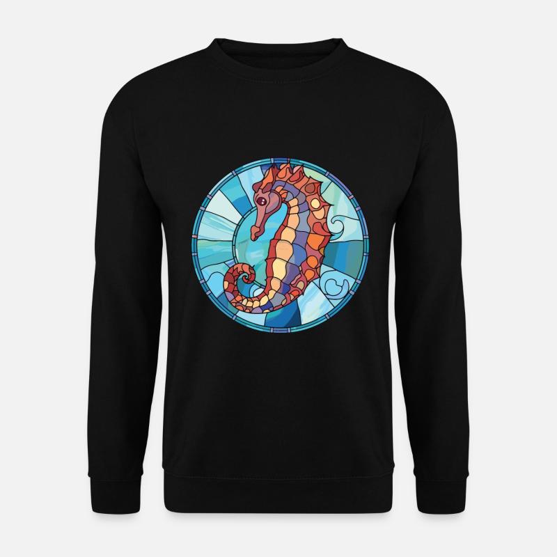 Seepferdchen Bunte Aquarell-Tierillustration - Unisex Pullover - Schwarz