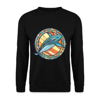 Whale Colorful Watercolor Animal Pet Illustration - Unisex Sweatshirt - black - Front - Alina (178cm) & Michal (187cm)