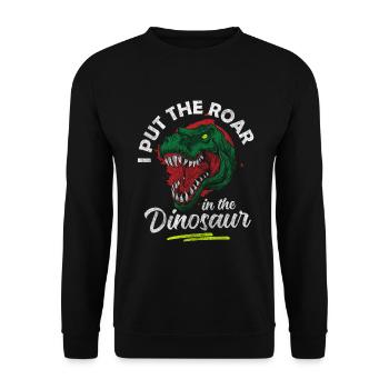 Saurier Urzeit Velociraptor Kinder - Unisex Pullover - Schwarz - Vorne - Alina (178cm) & Michal (187cm)