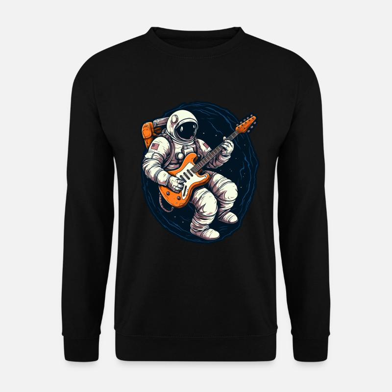 Astronaut mit Gitarre Weltraum Gitarrist - Unisex Pullover - Schwarz