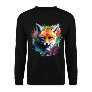 Aquarell Fuchs, Fuchs - Unisex Pullover - Schwarz - Vorne - Alina (178cm) & Michal (187cm)